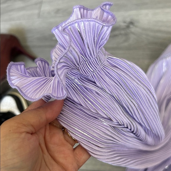 ROTATE Purple Ivy Pleated Mini Dress Ruffled - Picture 4 of 12